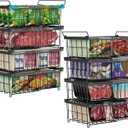 iSPECLE Freezer Organizer Bins - Fit 10 to 20 Cu.FT Deep Freezer, 8 Pack Large Expandable Stackable Chest Freezer Organizer Sort Frozen Food Easy to Get Food from Bottom Better Ventilation, Black