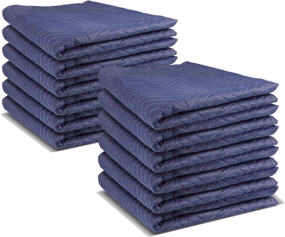 PONGHEI 12 Pack Moving Blankets 40"x 72" Heavy Duty Packing Blankets for Shipping Thick Furniture Wrapping for Moving Supplies