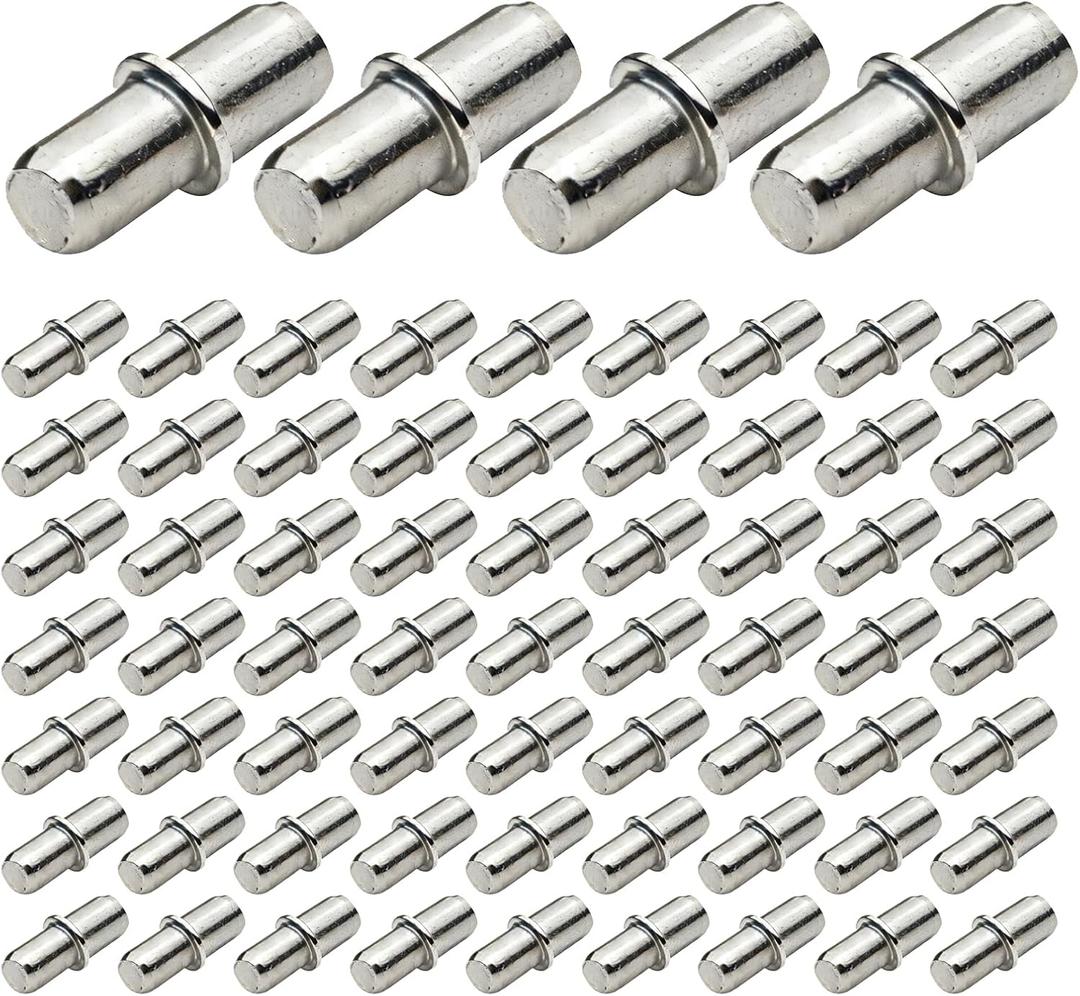 5mm Shelf Pegs for Shelves Cabinet Shelf Support Pegs Metal Shelving Pins for Bookshelf Furniture Kitchen Closet Heavy Duty Pegs Bracket for Shelves in Cabinet Metal Shelf Clips 100Pcs