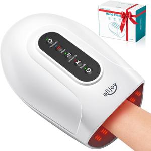 ALLJOY Hand Massager for Arthritis and Carpal Tunnel Relief, Cordless Electric Hand Massager with Heat and Compression for Finger Numbness, Christmas Gifts for Women and Men (White)