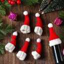 Bencailor 48 Pcs Mini Santa Hats for Crafts Small Christmas Knit Hat Tiny Snowman Wine Bottle Cover Holder Doll Cap for Table Cover (Classic)