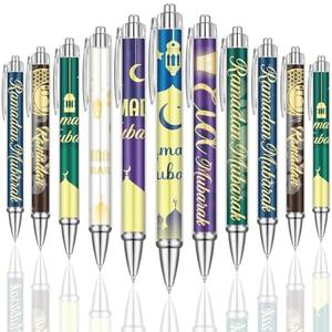 Weekgrat 48 Pcs Eid Mubarak Ballpoint Pens Ramadan Mubarak Party Favor Gifts Black Ink Retractable Ballpoint Pens for Eid Day Party Supplies Office Home Desk Accessories in Bulk