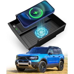 CarQiWireless Wireless Charger for Ford Bronco 2021-2024, Automotive Car Center Console Organizer Wireless Charging Pad Tray for Bronco 2022 2023 2024 Accessories, for Bronco Accessories 2024