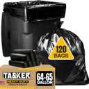Tasker 65 Gallon Trash Bags Heavy Duty | 120 Count | Extra Large 64 Gallon Trash Bags for Toter | Garbage Bag 65 Gallon Trash Can Liners