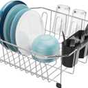GSlife Small in Sink Dish Drying Rack - Stainless Steel Compact Dish Drainer for RV Kitchen Apartment Sink, Rust Resistant Inside Sink Rack, 12 Person Households, 13.1" W x 14.4" L, Silver