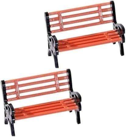 2 Pcs Miniature Park Bench Set, Mini Park Street Seats Bench Chairs Kit Dollhouse Furniture DIY Accessories for Fairy Garden Decor