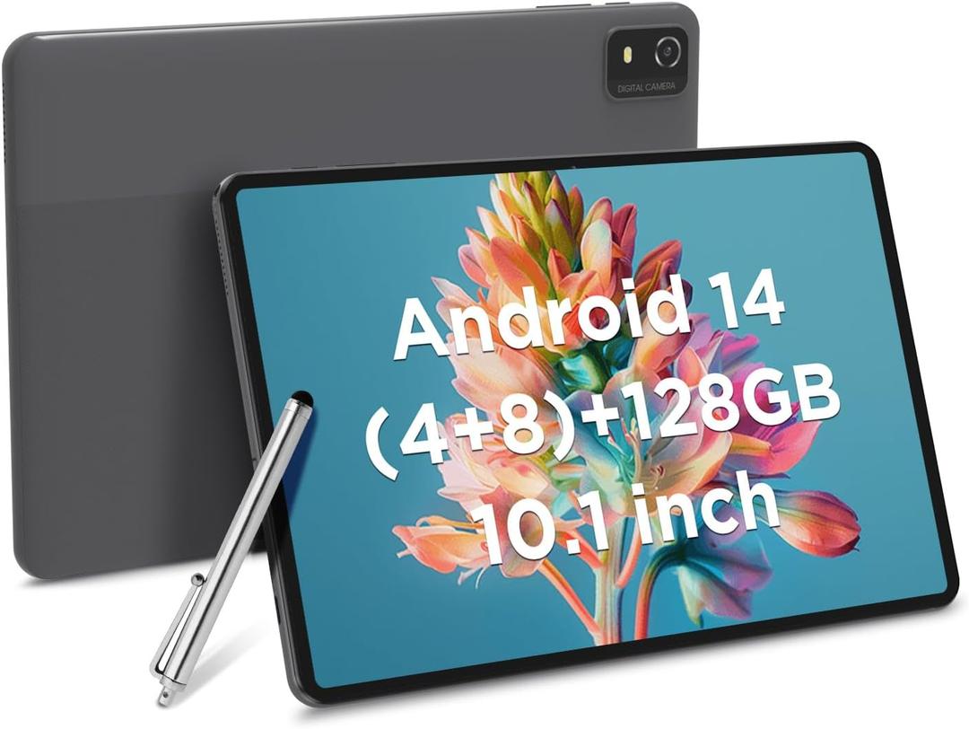 CWOWDEFU Android Tablet,10 Inch Tablet with 128GB ROM(up to 1 TB),Face ID,Features 6000mAh Battery,5G WiFi 6,Bluetooth 5.0, 8MP/5MP Dual Cam,Best Gift for Your Family, Child,Kids (Gray)