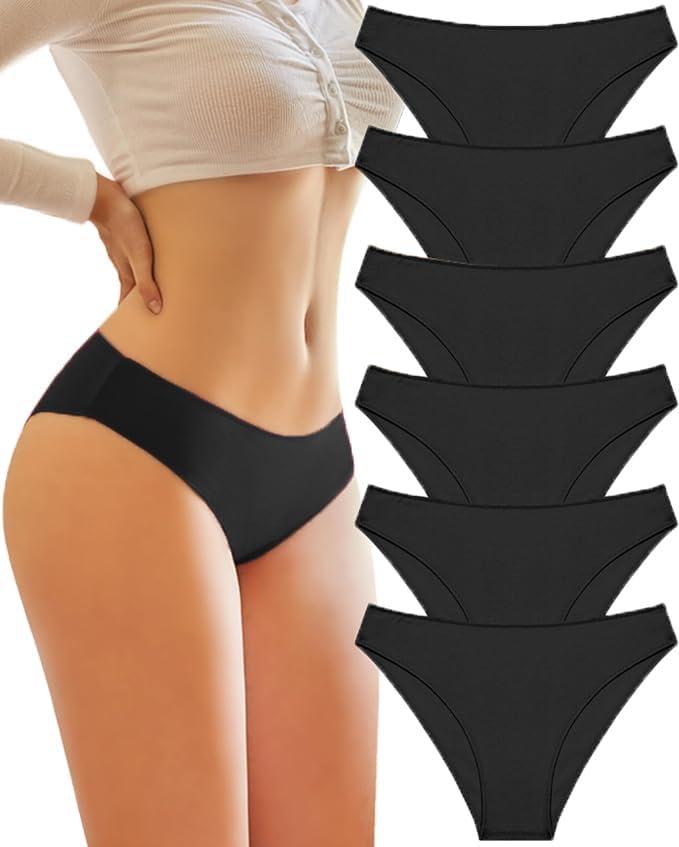 Knowyou Womens Underwear Cotton Cheeky Panties for Women Cute Stretch Bikini Breathable Panties for Ladies 6Pack (Medium)