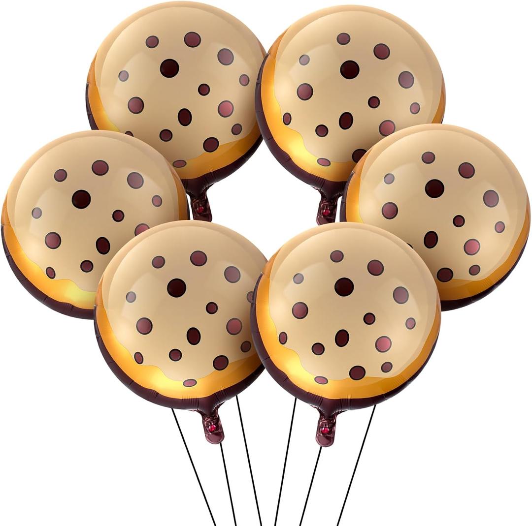 RoundFunny 12 Pcs 21 Inch Chocolate Chip Cookie Balloons Foil Party Balloons Bulk for Birthday Party Baby Shower Theme Decorations Supplies