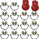 4 x 15 Pcs Christmas Face Stickers  Vinyl Transfer Stickers for Crafts, Ornaments, Cups, Jars, and Christmas Balls, Waterproof DIY Face Decals for Party Favors and Holiday Decorations  3 x 3 in (Black and Yellow)