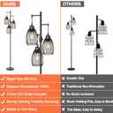 68 Dimmable Floor Lamp, 3 x 800LM LED Edison Bulbs Included, Industrial Floor Lamps for Living Room, Rustic Tall Lamps Standing Lamp for Bedrooms Living Room