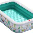 QPAU Kiddie Pool – 65" x 39" Inflatable Pool for Kids & Toddlers, Ball Pit & Baby Pool with Soft Floor, Educational Alphabet & Number, Durable Outdoor Play Toys for Backyard & Indoor Fun (Green)