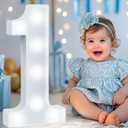 Pooqla 1st Birthday Decorations for Girls Boys, Large 12.6 in Tall Light Up Numbers for Party Table Wall Decor, Big Marquee Number 1 for First Birthday Gift Anniversary Decoration, Cool White
