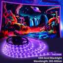 THECHAM 80ft Black Light Strip with Remote, 1440 LEDs, 12V Flexible Blacklights for Glow Party, Adjust Brightness, Delay Off, 3 Light Modes, Indoor Fluorescent Party, Stage Lighting