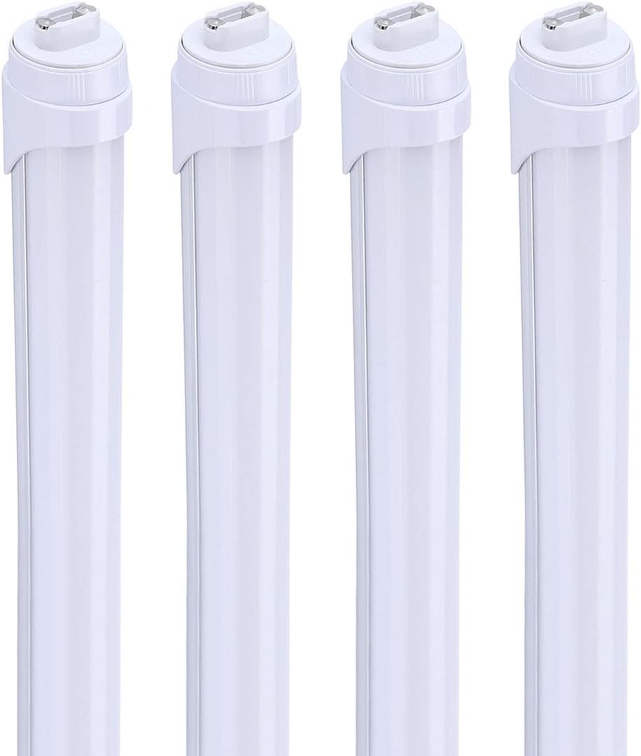 LED Bulbs 8 Foot, 2 Pin, 45W 6000K, T8 LED Tube Lights, R17D HO Rotatable 8' Shop Lights, Frosted Cover, Dual-Ended Power, Ballast Removed, 8FT LED Bulbs to Replace Fluorescent Lamp(4Pack)