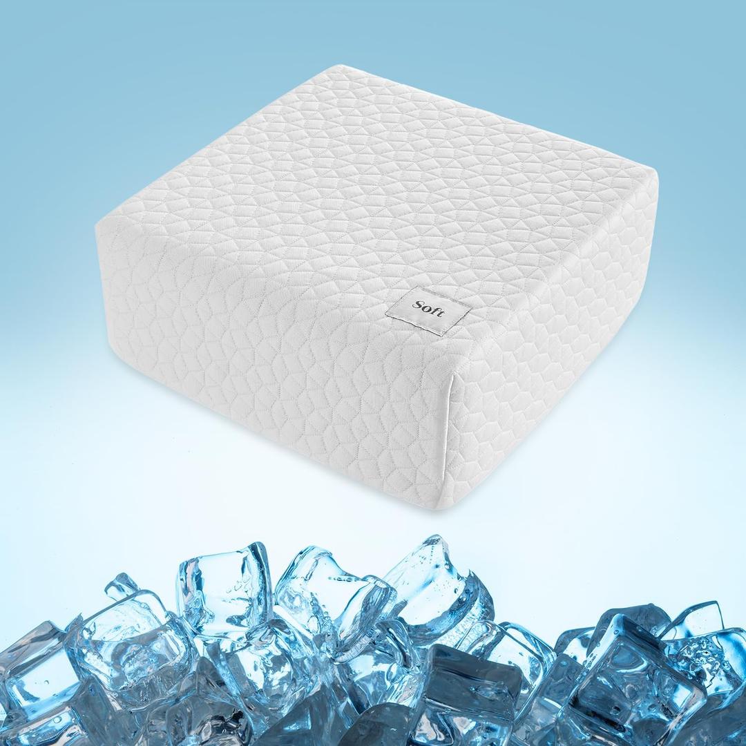 HARBOREST Cooling Cube Pillow - Side Sleeper Pillow for Neck and Shoulder Pain, Memory Foam Pillow Cube Pro with Adjustable Firmness,12"x12"x5" (Standard-12"x12"x5", White-ice)