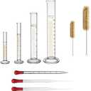 Only3Thick Glass Graduated Measuring Cylinder Set 10ml 25ml 100ml Glass with Two Brushes