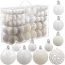 Yunsailing 100 Pcs White Christmas Ball Ornaments Decorative Hanging Baubles Set for Christmas Tree, Wedding, Anniversary & More