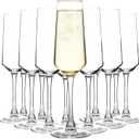 12 Pieces Champagne Glasses, 8.5 OZ Elegant Champagne Flute with Long Stem, Perfect for Wine Tasting, Weddings, Parties, House Warming, Clear, 8.9 inches tall with a 2.02 inch diameter