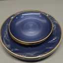 PLASTICPRO 32 Pieces Crystal Design Plastic Plates Combo Pack 7 inch and 10 inch Gold Rim Elegant Disposable Plates, Transparent Blue