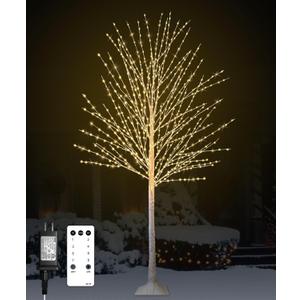 6FT Lighted Birch Tree, Birch Tree with 880 LED Lights, 8 Twinkling Modes and Timer, Dimmable, Twinkle Christmas Tree for Indoor Outdoor Home Party Garden Wedding Decorations