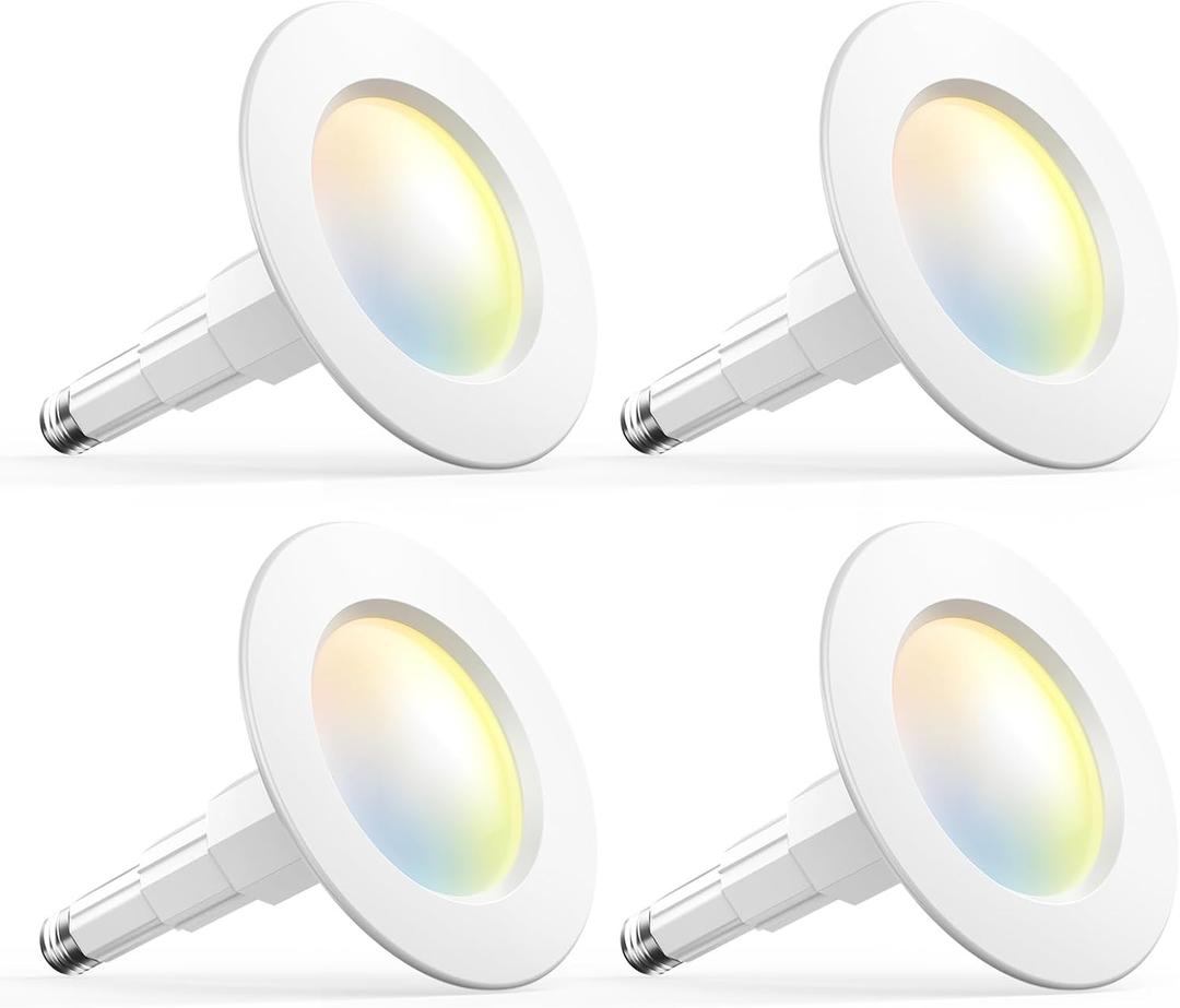Amico 5/6 inch 5CCT LED Recessed Lighting 4 Pack, 12W=100W, 950LM Adjustable Can Lights, 2700K/3000K/4000K/5000K/6000K Selectable, Dimmable, IC & Damp Rated, Retrofit Installation - ETL & FCC