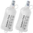 CLINTT 250ml Soft Flask, Foldable Running Water Bottle, TPU Folding Soft Water Flask, BPA-Free Collapsible Flask for Hydration Pack Running Vest, Cycling, Climbing, Hiking - 2Pcs, White