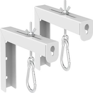 Universal Projector Screen L-Bracket Wall Hanging Mount 6 inch Adjustable Extension with Hook Manual, for Wall or Ceiling Mount Home Projector and Movie Screens, 80 Lb Capacity Each(White)