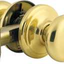 Kwikset Juno Interior Passage Door Knob, Handle For Closet and Hallway Doors, Non-Locking Doorknob in Polished Brass (1 Pack)