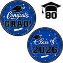 Graduation Party Dinnerware Blue Disposable Paper Plates for Congrats Grad Party Decorations, Serve 80