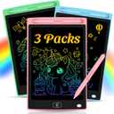 3 Pack LCD Writing Tablet for Kids - Erasable and Reusable Toddler Doodle Board in 8.5 inch, Ideal Drawing Pad for Learning Toy for Ages 3-8, Gift for Girls Boys (3 Pack (Pink,Blue, Green))