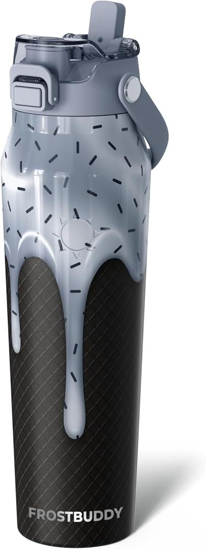 Frost Buddy 32oz Insulated Water Bottle with Straw & Chug Lid | Leak-Proof Stainless Steel | 24-Hours Cold | Sweat-Proof, Cup Holder Friendly | Ideal for Gym, Travel, Sports & Everyday Hydration