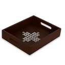 Coffee table tray - decorative trays for home decor - serving trays with handles for kitchen - decor tray - indian return gift, diwali, pooja - 10" X 8" X 2" size, in blue and brown (1, Brown)