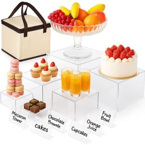 DomeStar 6PCS Buffet Risers and Stands Set, Clear Acrylic Food Risers for Dessert Table Party Display - Cupcake, Cake, Fruit, including 8", 7", 6", 5", 4", 3" (Transparent) DomeStar 6PCS Buffet Risers and Stands Set, Clear Acrylic Food Risers for Dessert Table Party Display - Cupcake, Cake, Fruit, including 8", 7", 6", 5", 4", 3" (Transparent)