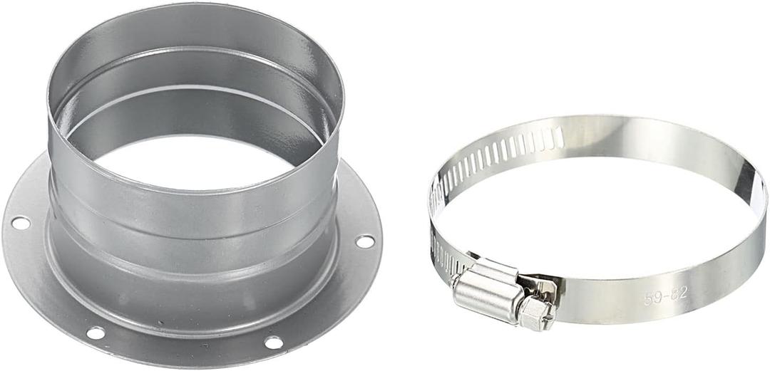 PATIKIL 3 Inch Duct Connector Flange, Metal Straight Pipe Exhaust Hose Flange with Clamp for Heating Cooling Ventilation HVAC System