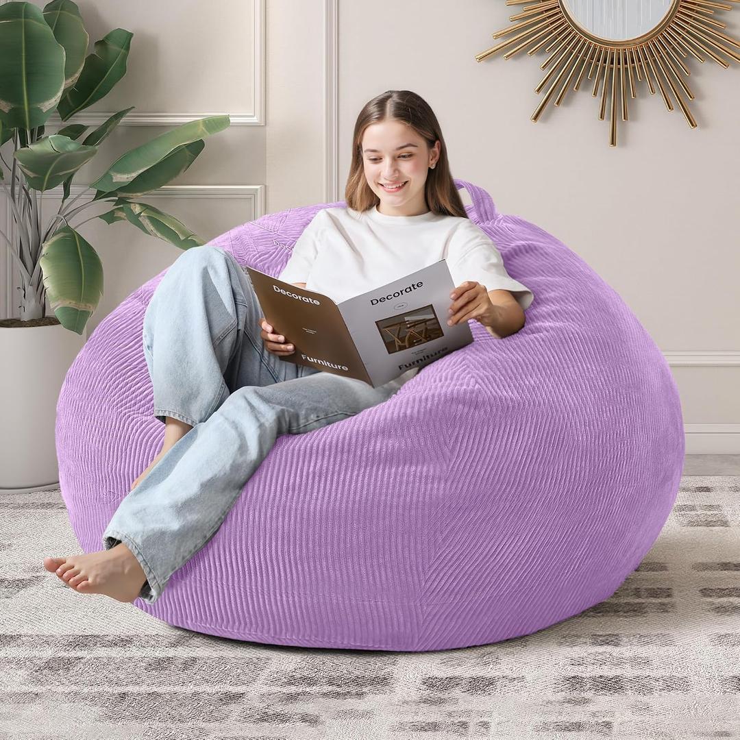 4FT Bean Bag Chairs Teardrop Bean Bag Chair for Adults Beanbag Chair with Memory Foam Filled Machine Washable Cover for Living Room, Bedroom, X-Large