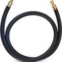Upgraded 1/2" Diameter Hvac Vacuum Hose, 3/8" to 1/4" Fitting High-Flow Refrigerant Hose Faster HVAC Evacuation and Recovery, 6 Feet Black