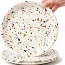 Bamboo 8-Inch Kids Plates 4-Pack Colorful, Non-Toxic Toddler Dinnerware, BPA-Free, Dishwasher Safe, Reusable Plates