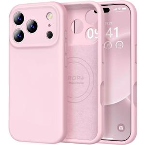 Vooii Magnetic for iPhone 17 Pro Max Case, Compatible with Magsafe (Premium Liquid Silicone) (Integrated Camera Control Button) Full Body Protective AntiScratch Microfiber Lining 6.9 inch, Chalk Pink