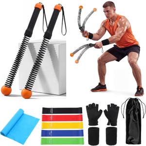 Lewtemi 14 Pcs Weighted Ropeless Battle Ropes Set Portable Cordless Battle Ropes Set Heavy Duty Exercise Equipment with Poster for Home Gym, HIIT Cardio and Weight Loss, Low-Impact Aerobic Training