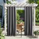 NICETOWN 2 Panels Windproof Blackout Outdoor Curtains for Patio Waterproof, Grommet & Back Tab on Top & Bottom Heavyweight Drapes Privacy for Pergola with Bouns Rope for Fixed, Grey, W46 x L80