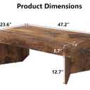 LVB 47" Rectangle Coffee Table, Rustic Brown Wood Grain Living Room Table