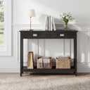 ChooChoo 47" Black Entryway Table with Drawer, Narrow Console Table with Storage Shelf, Sofa Table for Living Room, Entryway, and Hallway, 11.8"D x 47.2"W x 31.5"H