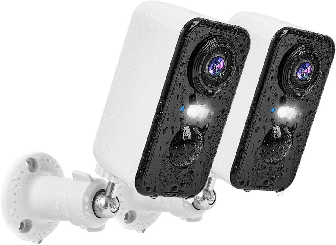 Wireless Cameras for Home Security Outdoor, 2K Color Night Vision Battery Powered WiFi Camera Spotlight/Siren Motion Detection 2-Way Talk Waterproof Cloud Storage Outdoor Security Camera Wireless 2PCS (2 Pack Cam, White)