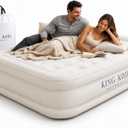 King Koil Luxury Built-in Pillow Top Queen Air Mattress with Built-in High-Speed Pump Best for Home, Camping, Guests, 20" Queen Size Double High Airbed, Blow Up Mattress, Waterproof, 1-Year