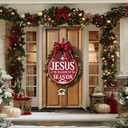 Merry Christmas Door Cover 35x71 Inch Front Porch Door Banners Decoration Winter Jesus Reason Season Banner for Sign Background Party Indoor Decor