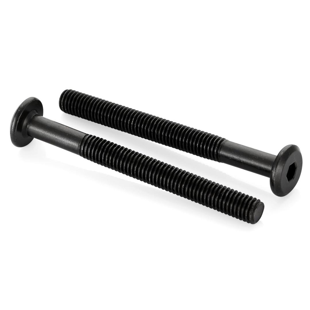 M6 x 70mm Socket Cap Allen Bolts, Flat Round Head Socket Cap Screws, Furniture Screws, Carbon Steel, Partial Thread, Black Oxide Finish, 10 PCS