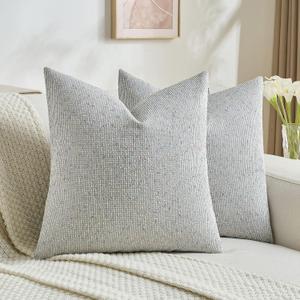 FUTEI Grey Decorative Throw Pillow Covers 18x18 Inch Set of 2,Soft Cozy Chenille Colorful Granular Textured Cushion Case,Modern Home Decor for Couch Bed Living Room