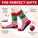 HAPPYPOP Christmas Gifts for Men - Secret Santa Socks Xmas Stocking Stuffers for Him Red (The Brother Elf - Red)