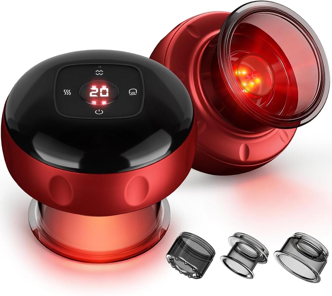 2 Pack Smart Cupping Therapy Massager, 7 in 1 Red Light Cupping Therapy Set with 2 Modes for Targeted Pain Relief, Muscle Soreness,Tighter Skin,Cupping Kit with 12 Levels Suction and Heat